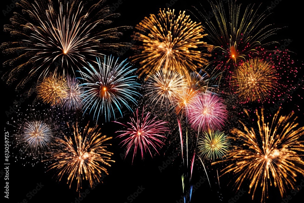 An Image Of Beautiful Fireworks Celebration On Black Background An Image Of Beautiful Fireworks Celebration On Black Background