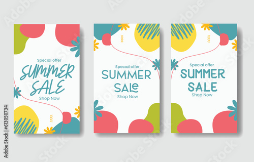 Set Summer Sale minimalist square banner template. Suitable for social media posts, flyer,backgroud and web internet ads