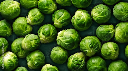 Ripe Brussels Sprouts mockup and copy space with a gradient background, generative AI