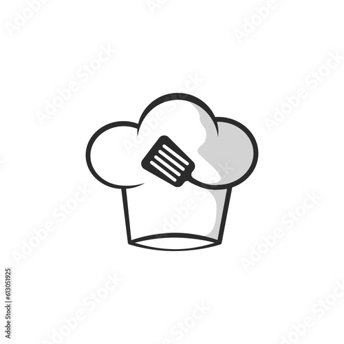 Chef hat logo with spatula illustration vector design