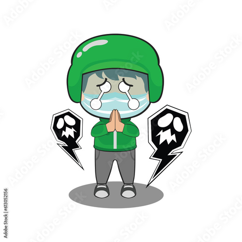 online motorcycle taxi character cartoon
