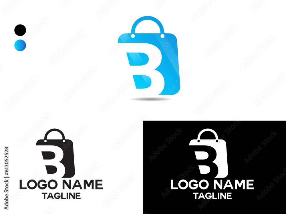 Shop B letter logo design. B bag logo. Shopping bag logo. Business. Creative. Premium design. Templet