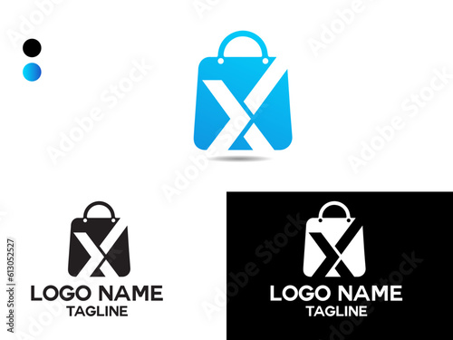 Shopping bag logo. X bag. X shop. X letter. Business. Bag logo. Creative. Unique. Lettering. Premium