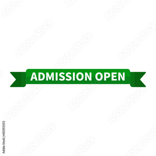 Admission Open In Green Color And Ribbon Rectangle Shape For Recruitment

