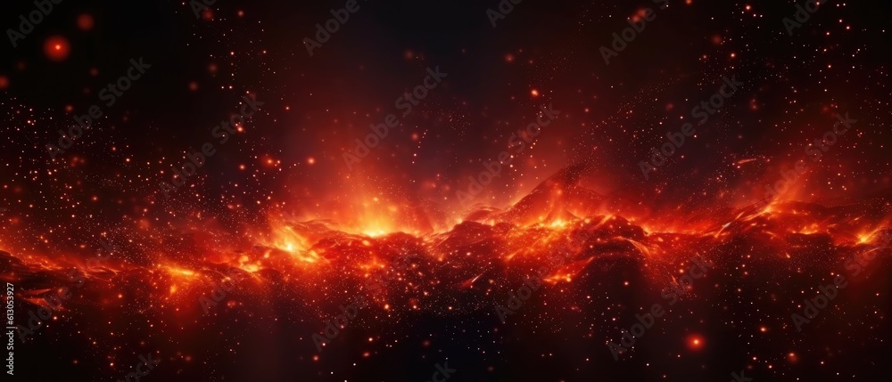 Fototapeta premium Red glow particle abstract background. Light blurred of light glitter. Glow texture background. Generative AI