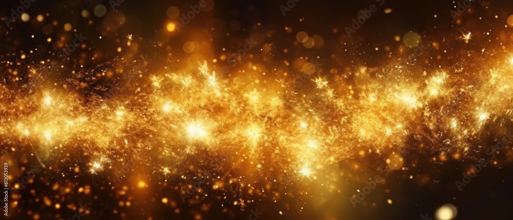 Gold glow particle abstract background. Light blurred of golden light glitter. Glow texture background. Generative AI