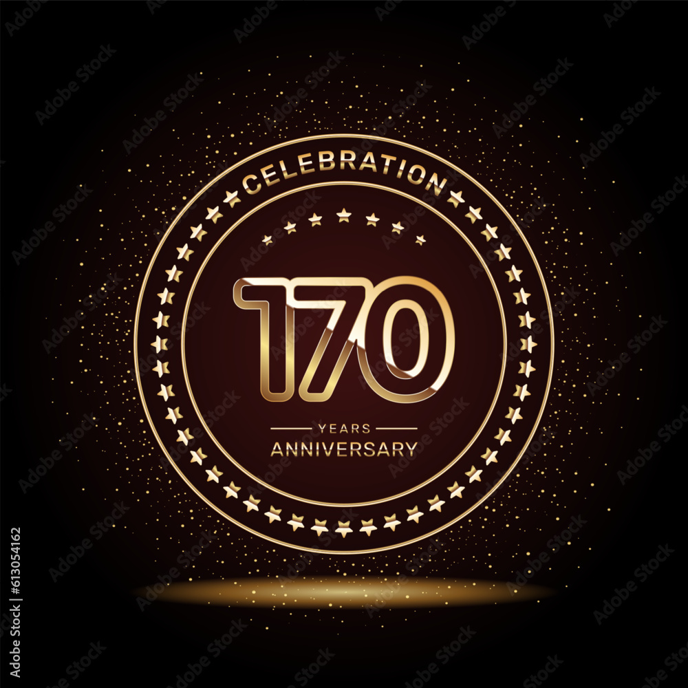 Fototapeta premium 170 year anniversary logo design with double line numbers in gold color, vector template