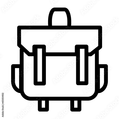 Backpack Icon: A graphical depiction of a backpack, typically representing a bag worn on the back