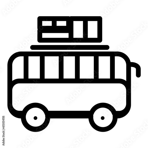 Bus Icon: A graphical representation symbolizing a bus, commonly used to represent public transportation services