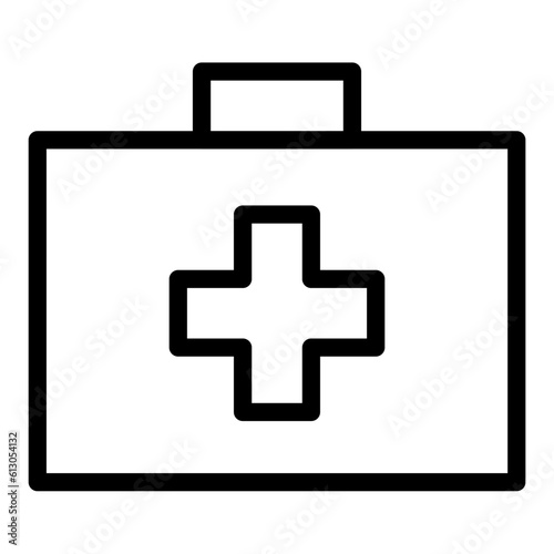 The first aid kit icon, symbolizing medical supplies for basic emergency care. The icon is commonly used to indicate the location of first aid supplies in homes, workplaces, and public spaces