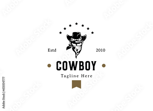 Vintage retro texas cowboy logo design template