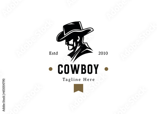 Vintage retro texas cowboy logo design template
