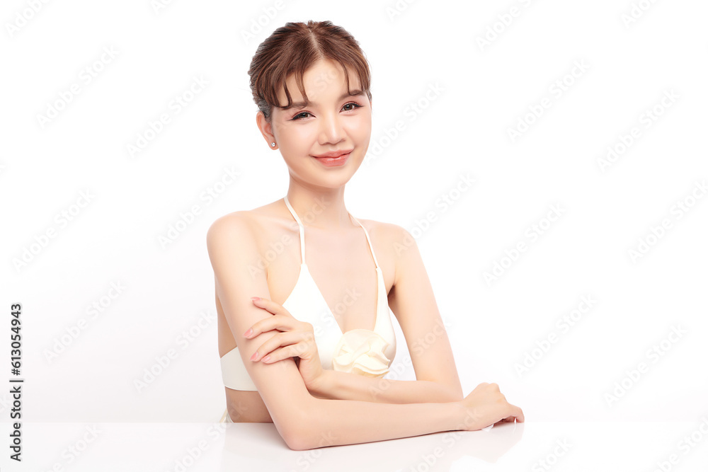 Beautiful young asian woman with clean fresh skin on white background, Face care, Facial treatment, Cosmetology, beauty and spa, Asian women portrait. Beautiful young asian woman with clean fresh skin on white background, Face care, Facial treatment, Cosmetology, beauty and spa, Asian women portrait.