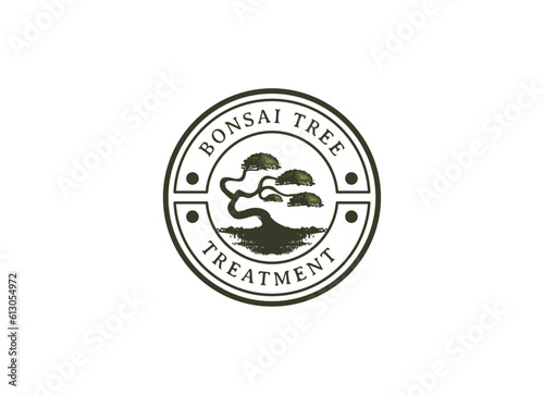 bonsai logo design silhouette icon vector