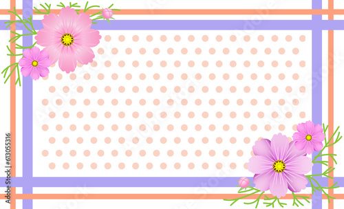 コスモスのポストカード　イラスト素材