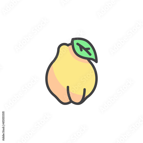 Quince fruit filled outline icon