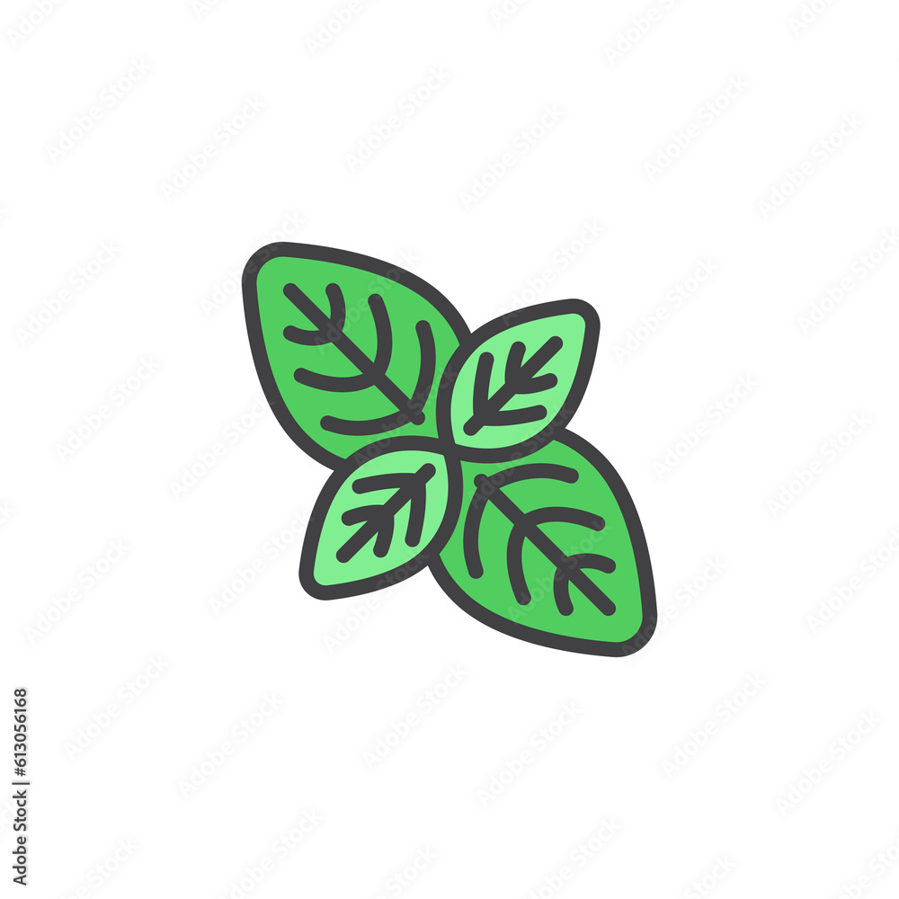 Basil leaf filled outline icon