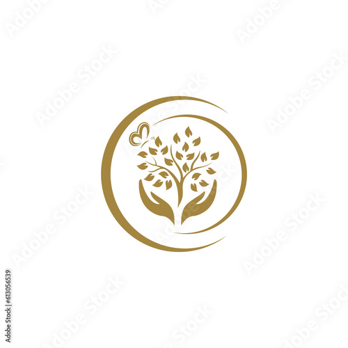 hand and tree. Logo, symbol, icon, illustration, vector, template, design