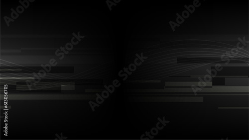 Black Chrome Glitched with Line Waves Background 