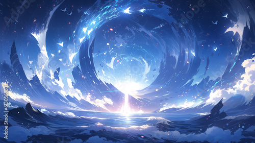 Rotating water splash, water element, swirl, water splash rotates in horizontal