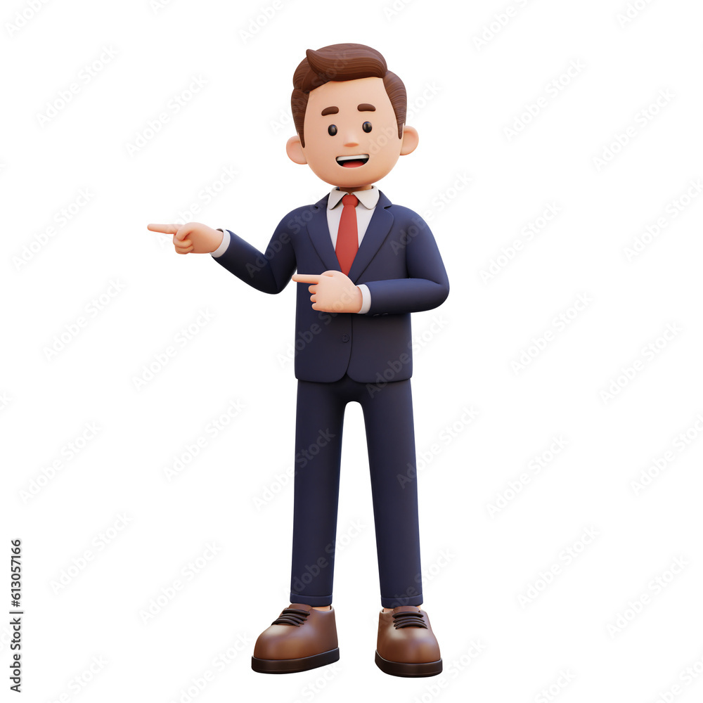 3d male character pointing right