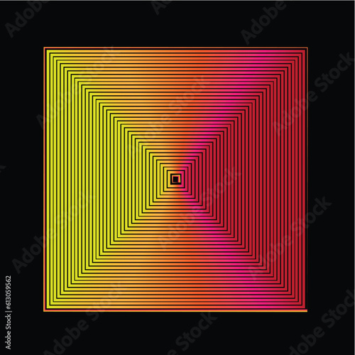 Multicolored vibrant rounded square pattern. Vector illustration. vintage reggae background.Reggae background.Green,red, and yellow on Black color.Striped color on black.