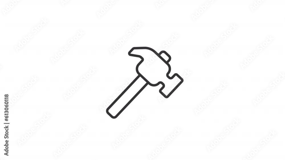 Animated hammer hitting line icon. Working tool animation. Home improvement. Repair service. Construction equipment. Loop HD video with alpha channel, transparent background. Outline motion graphic Animated hammer hitting line icon. Working tool animation. Home improvement. Repair service. Construction equipment. Loop HD video with alpha channel, transparent background. Outline motion graphic