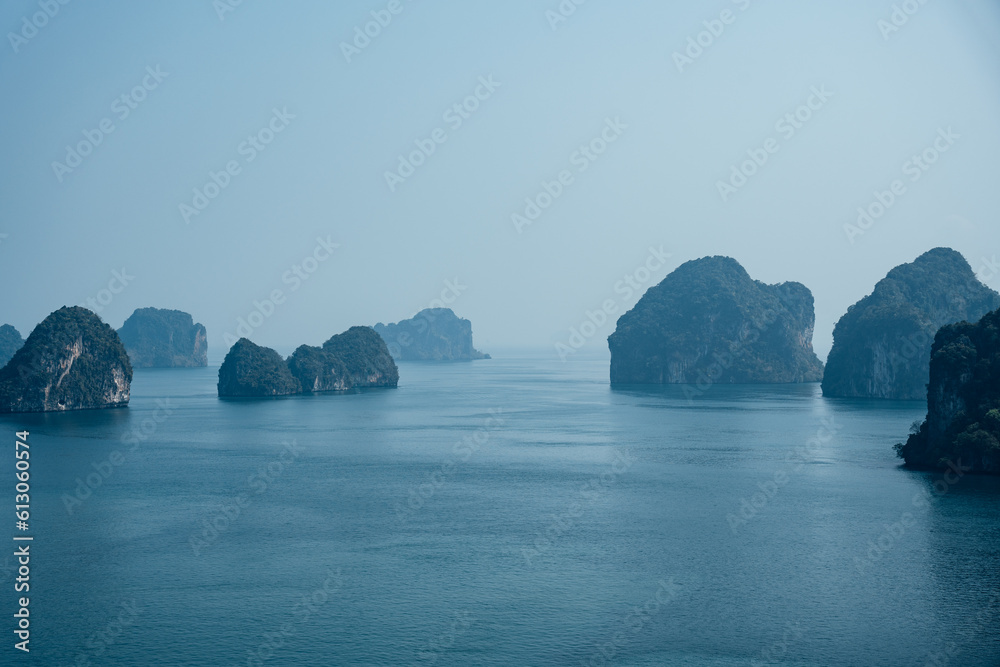 blue sea and blue sky and island