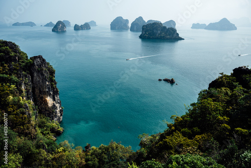 blue sea and blue sky and island