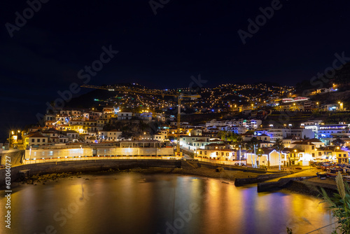 City port of Câmara de Lobos by night (Madeira, Portugal)