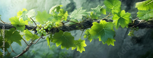 Im Einklang mit der Natur: Weinberg mit prächtigen Traubenblättern photo