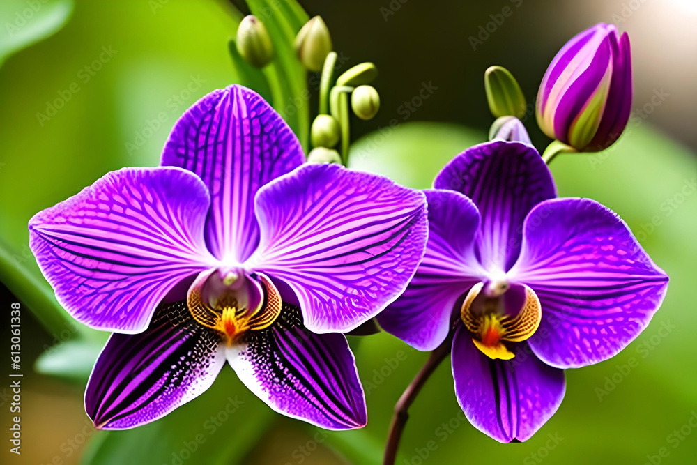 Exotic Orchid blossoms in rich shades of magenta and purple Exotic Orchid blossoms in rich shades of magenta and purple