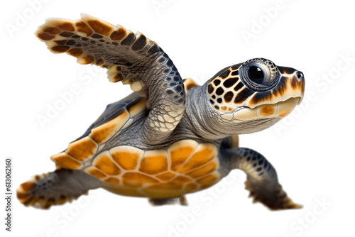 Baby Sea Turtle Emerging from Their Egg on a Transparent Background. Generative AI