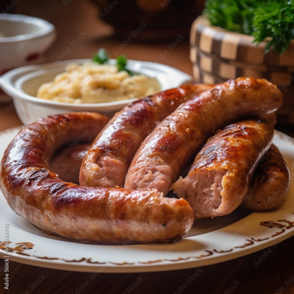 Slovenian Kranjska Klobasa: Mouthwatering and Savory Pork and Bacon Sausage with Garlic and Spices Slovenian Kranjska Klobasa: Mouthwatering and Savory Pork and Bacon Sausage with Garlic and Spices