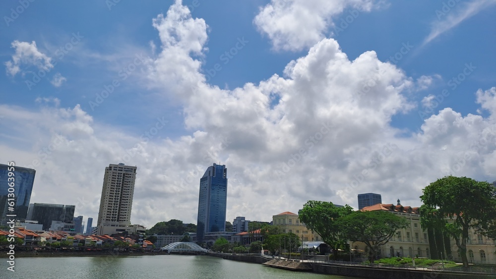 Blue Sky with Cloud in Boat Quay, Singapore