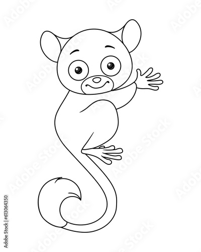 Cute tarsier monkey coloring page cartoon vector illustration photo