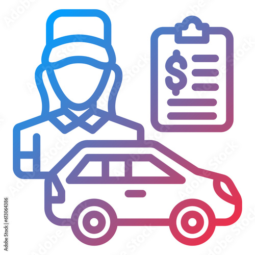 Vector Design Car Saleswoman Icon Style