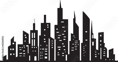 city vector flat illustration black color