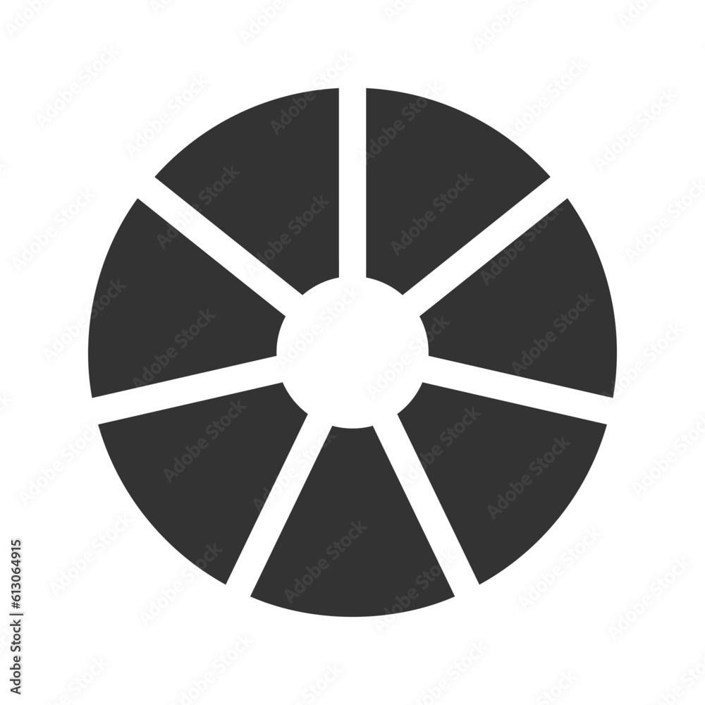 Donut or pie chart template. Circle divided on 7 equal parts. Wheel diagrams with seven segments isolated on white background. Vector graphic illustration. Donut or pie chart template. Circle divided on 7 equal parts. Wheel diagrams with seven segments isolated on white background. Vector graphic illustration.