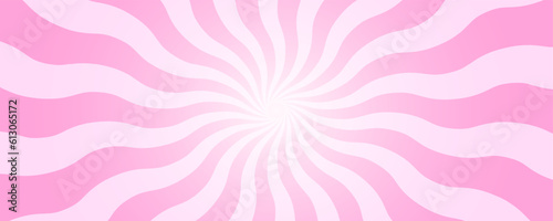 Undulate pink radial stripes background. Trendy retro y2k pattern. Rosy sunburst, explosion or surprise manga style effect. Bubble gum, lollipop candy texture. Vector illustration