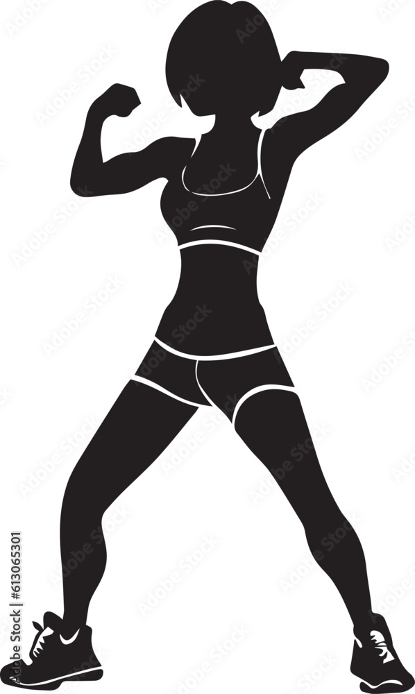 a girl doing workout vector silhouette illustration