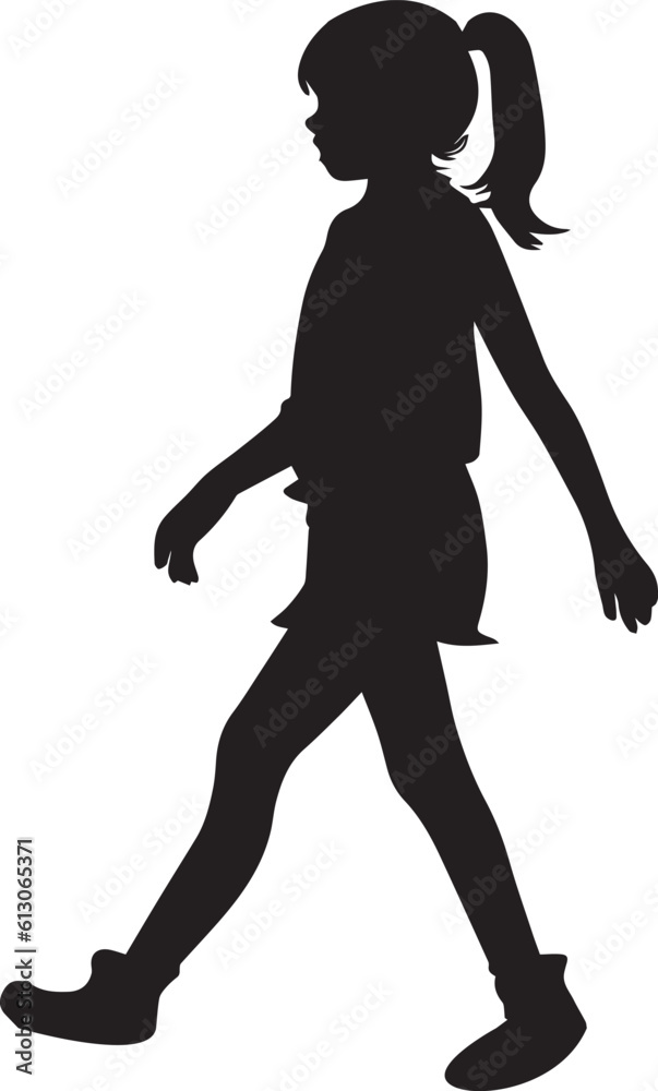 a little girl walking vector silhouette