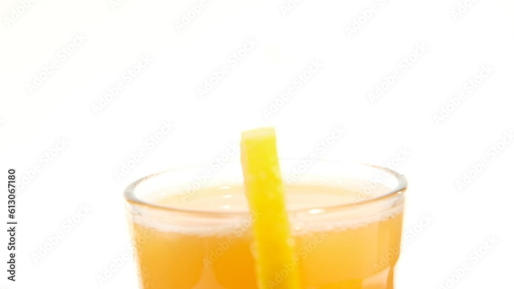 rotating Fresh Orange Juice Glass on white background footage rotating Fresh Orange Juice Glass on white background footage