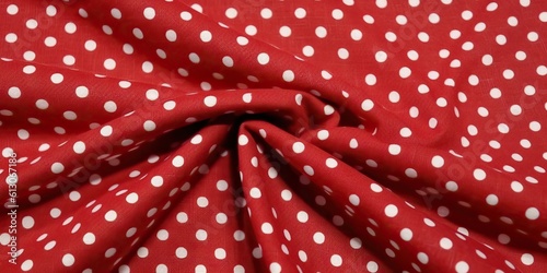 White polka dots on red cloth, typical sevillana pattern, generative ai photo