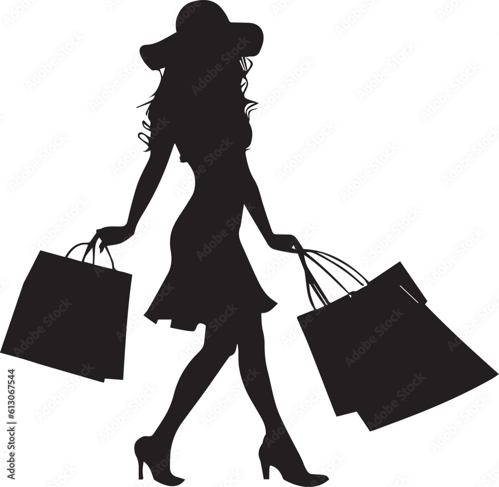 a shopping girl vector silhouette illustration