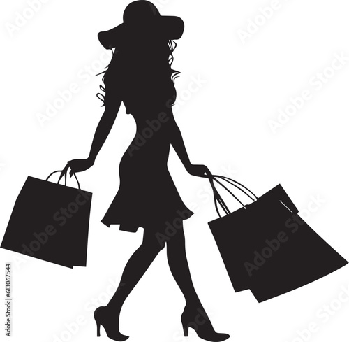 a shopping girl vector silhouette illustration