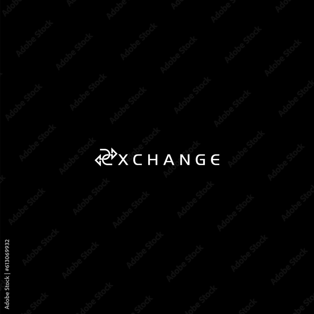 Fototapeta premium Exchange word arrows icon isolated on dark background