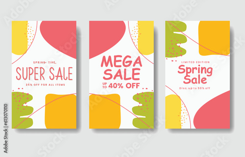 set Editable modern social media tmplate pink,greem and yellow colors with abstract theme