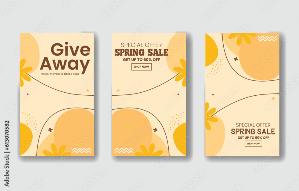 Naklejka premium set give away adn spring sale design. Suitable for social media posts, flyer,backgroud and web internet ads.