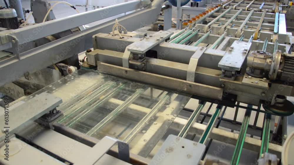glass block moving with the tape on the machine glass block moving with the tape on the machine